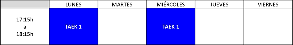 Horario taekwondo